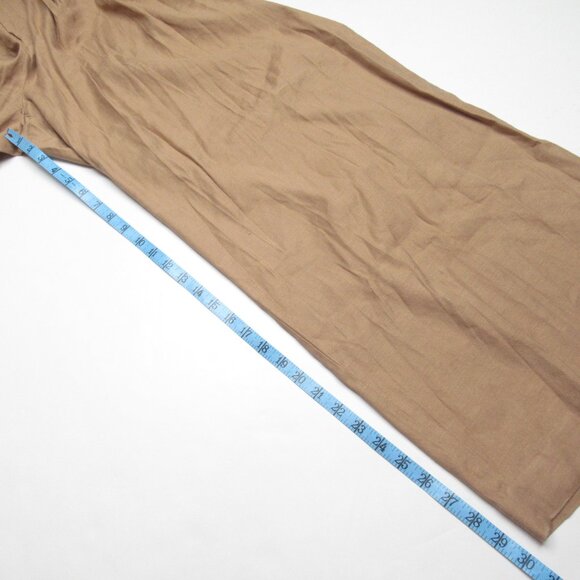 Anthropologie Maeve Avery Pleated Wide-Leg Trousers Linen Edition Khaki Large - Picture 8 of 11